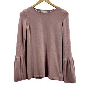 Benedetta B Sweater S Pink Merino Wool Cashmere Lantern Sleeve Round Neck Italy